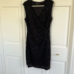Black lace stretch dress w sequins